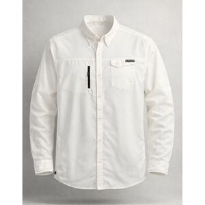 Pure Lure Mens Fishing Shirt L White Performance Button Up Vented Outdoor